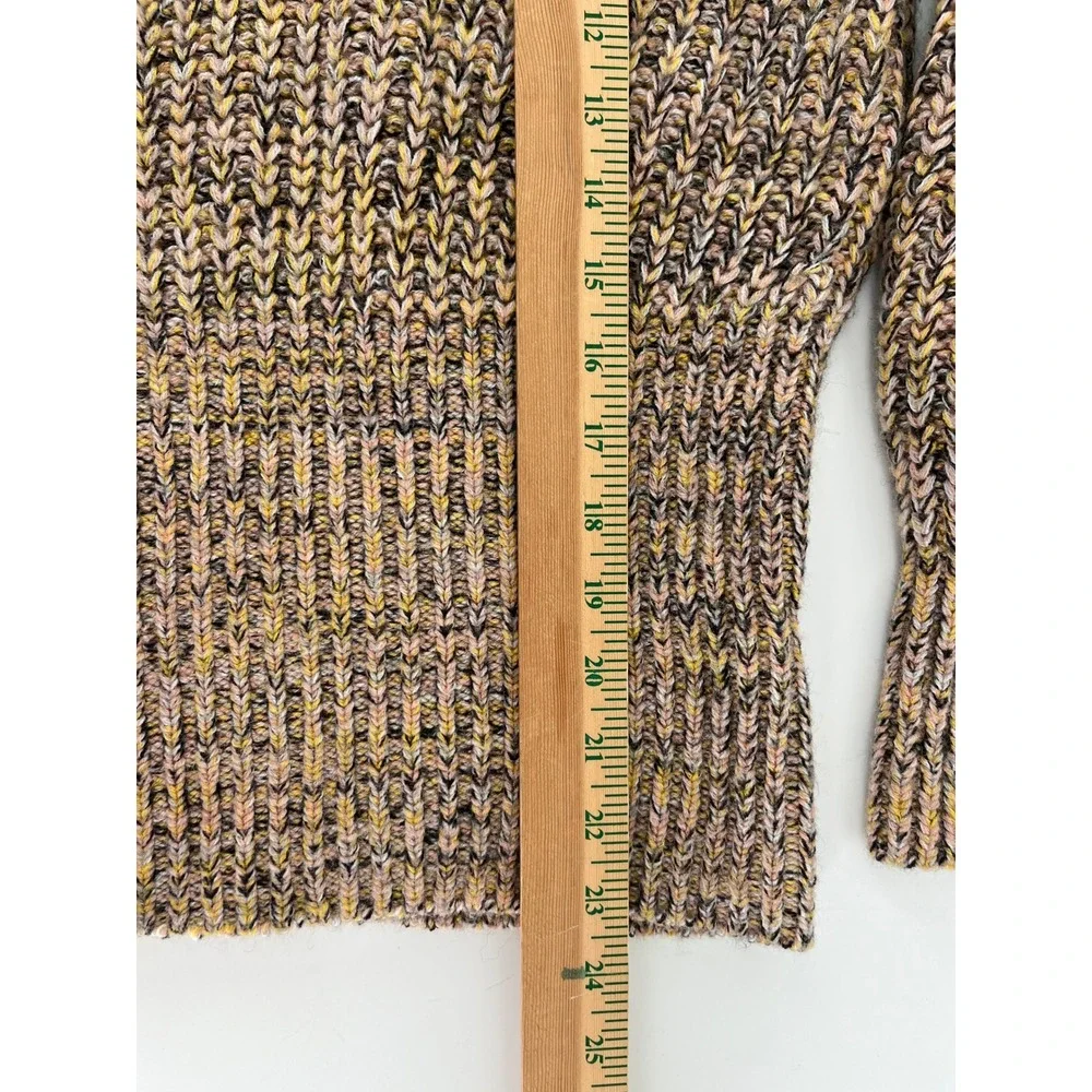 Anthropologie‎ Pilcro Marled Chunky V-Neck wool mix Knit Sweater Size M brown